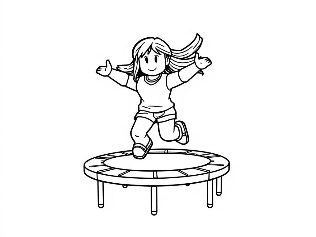 roblox girl jumping on trampoline