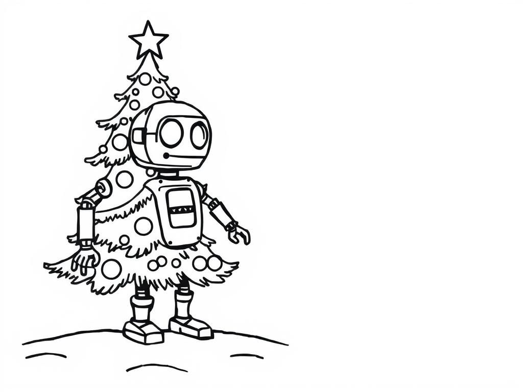 Christmas Robot Coloring Page