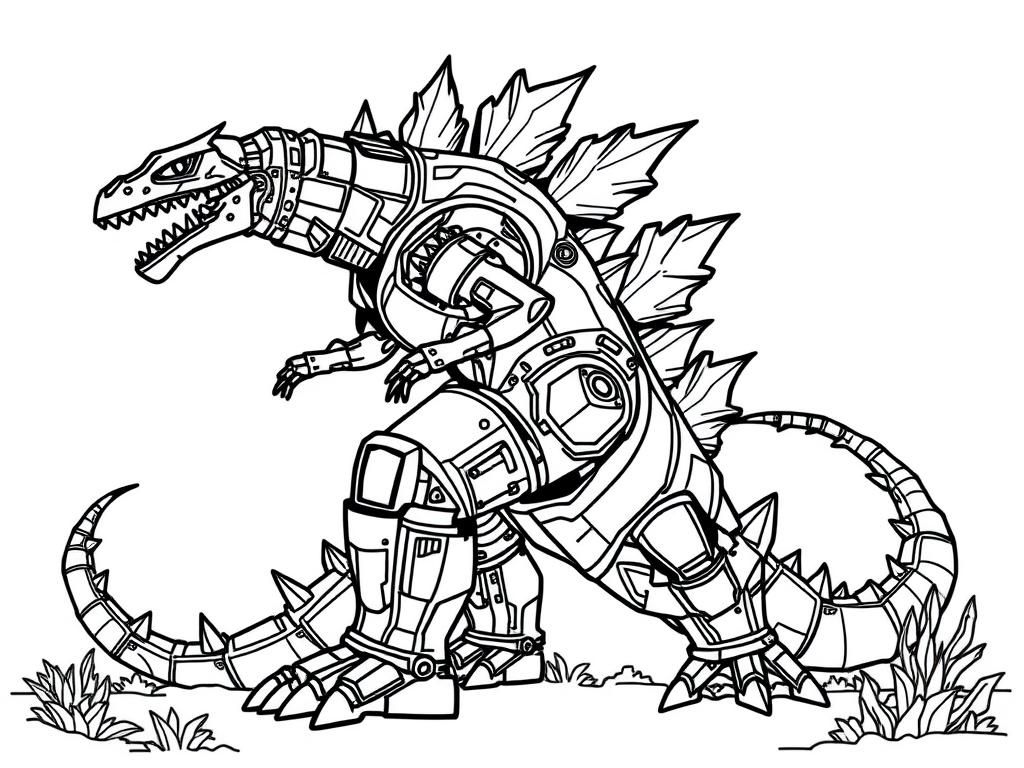 Robotic Dinosaur Coloring Page