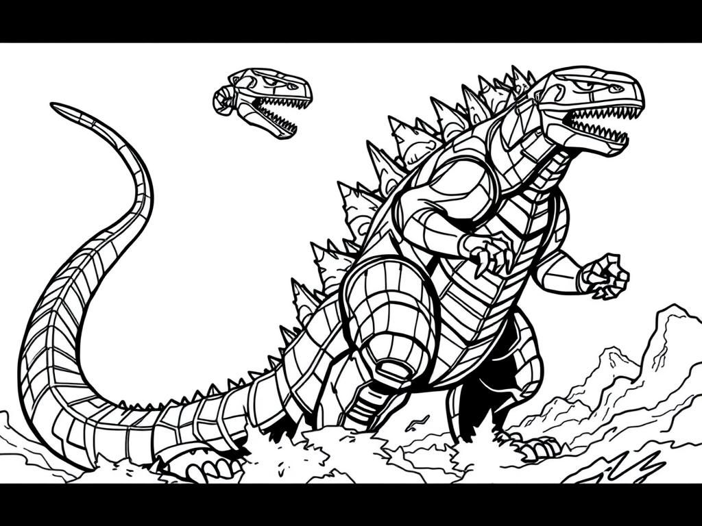 Robotic Godzilla Dinosaurs Coloring Page