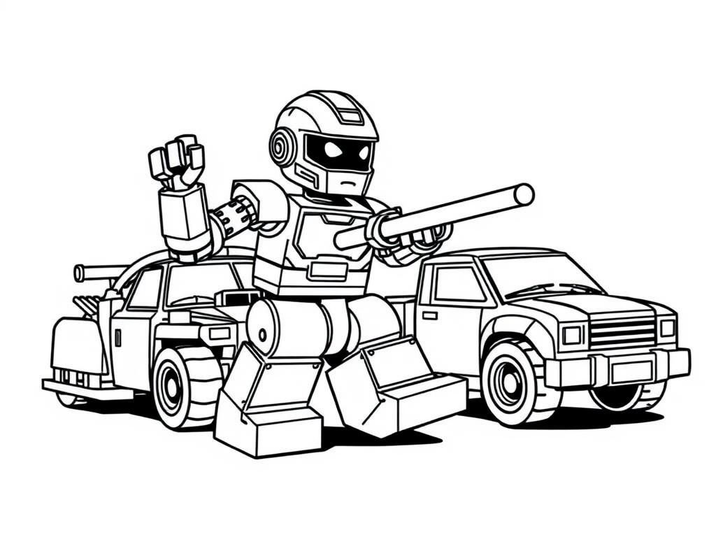 Robot hero defending lego cars