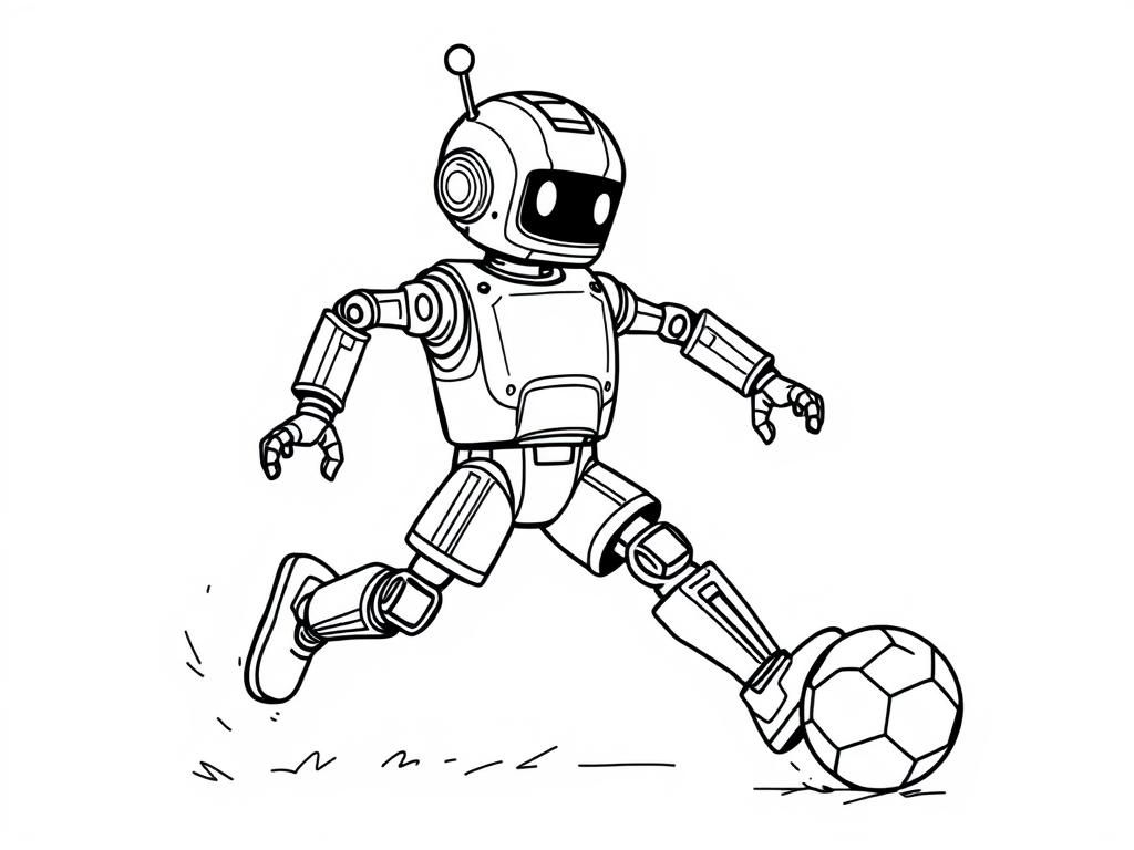Robot Soccer Player Coloring Page