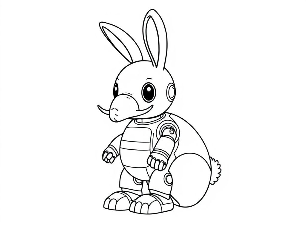 Robot Rabbit Coloring Page - Free Printable Coloring Page