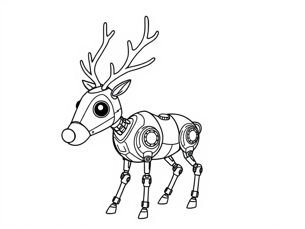 robot reindeer - Free Printable Coloring Page