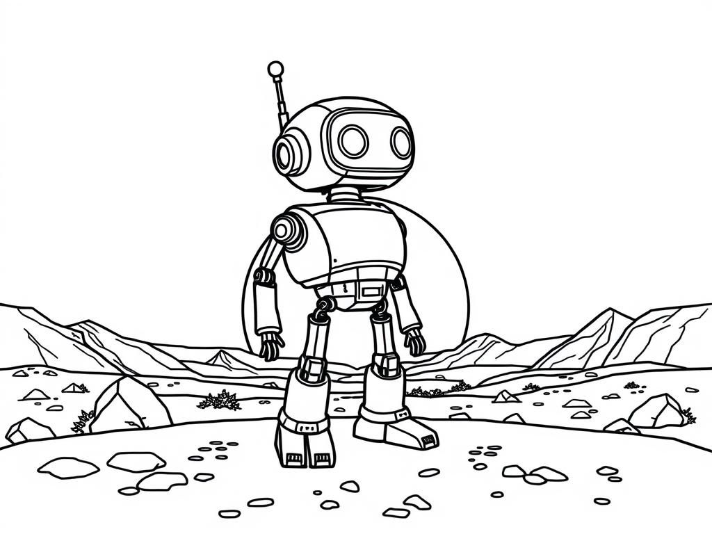 robot watching sunset on mars