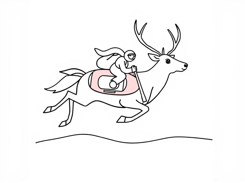 Santa Riding Reindeer Coloring Page