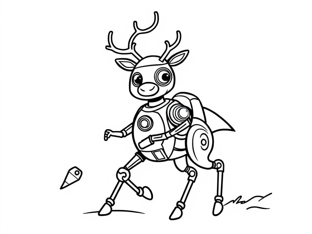 Robotic Deer Coloring Page