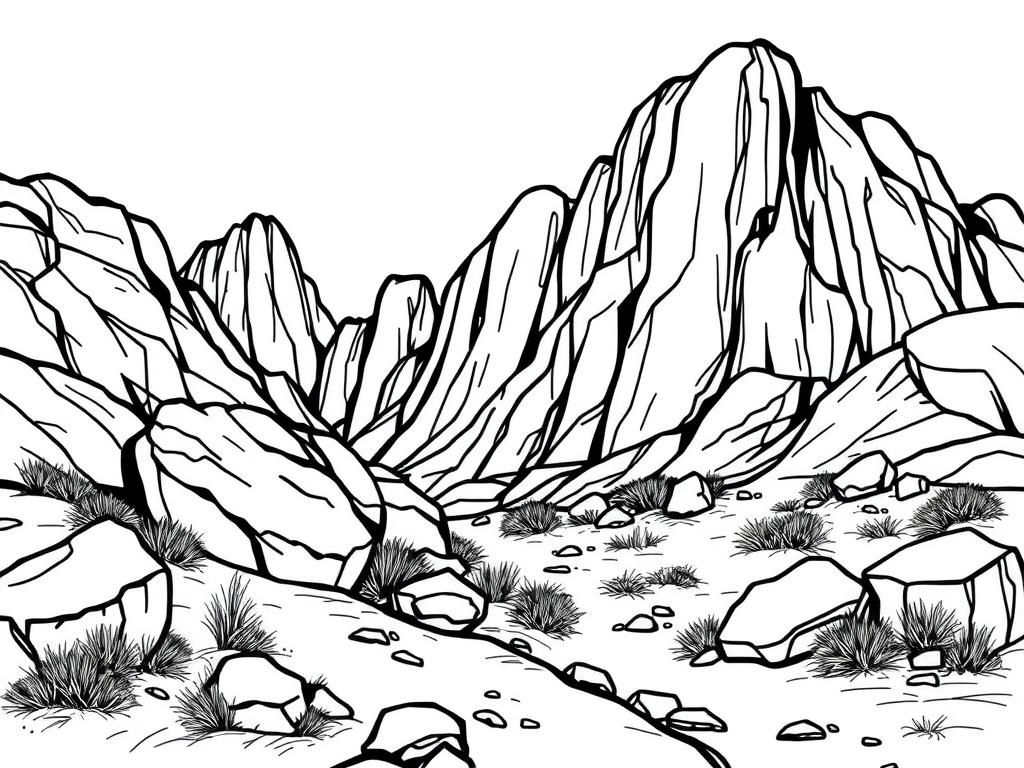 Kleurplaat berglandschap
