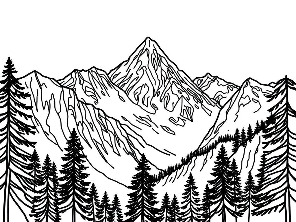 Kleurplaat berglandschap