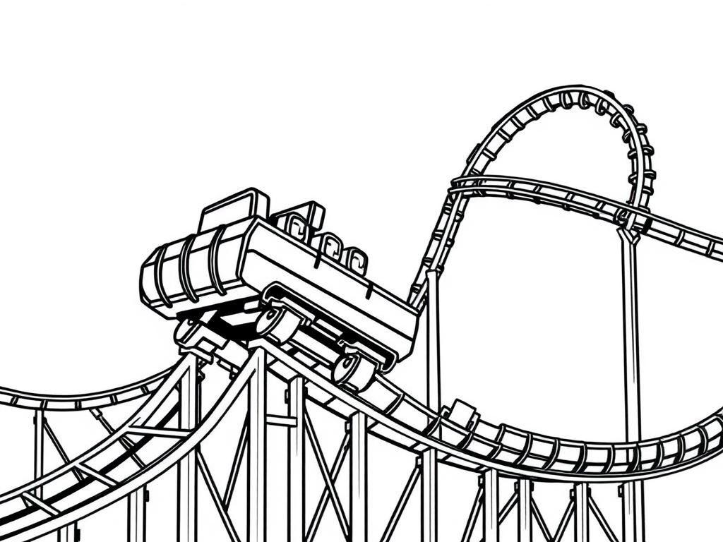 Roller Coaster Fun Coloring Page