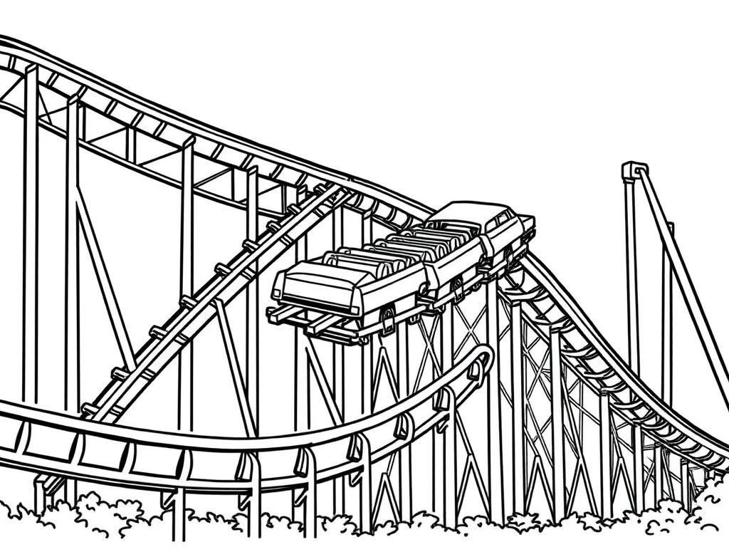 Roller Coaster Fun Coloring Page
