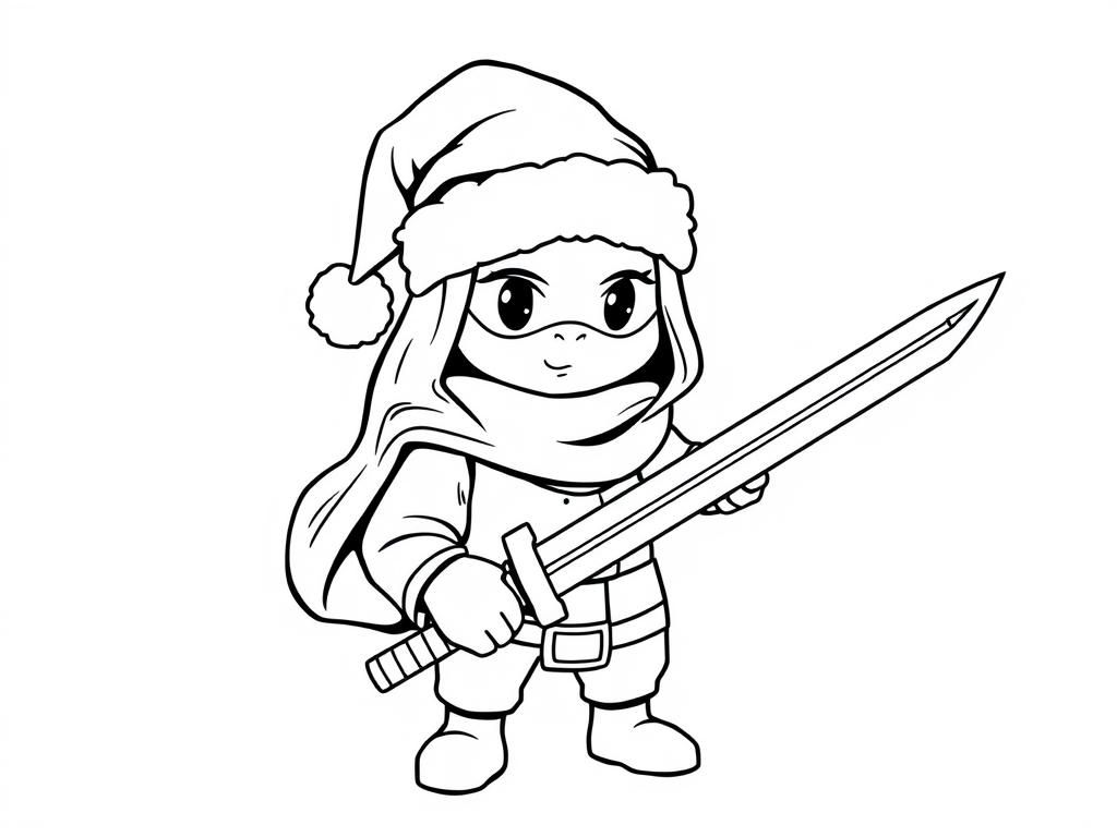 Ninja Kerstman Kleurplaat