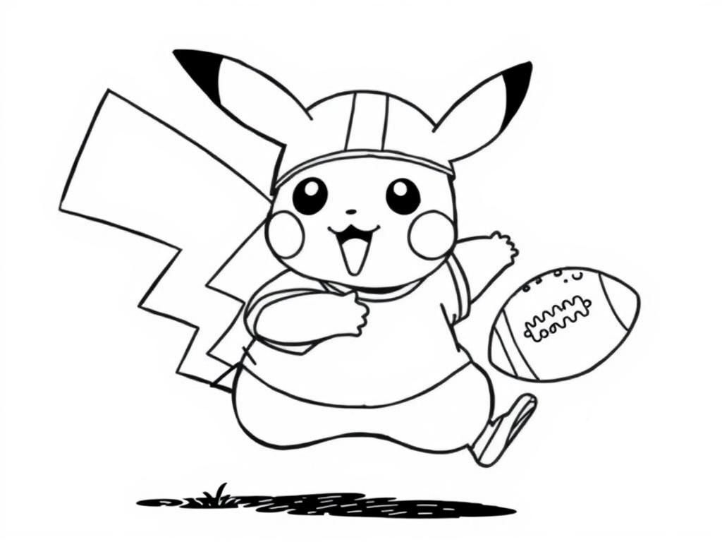Pikachu Football Player Coloring Page