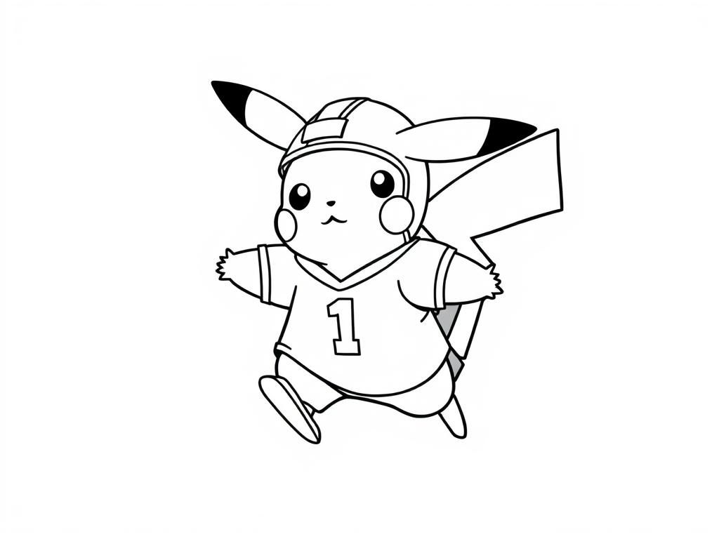 Pikachu Football Player Coloring Page