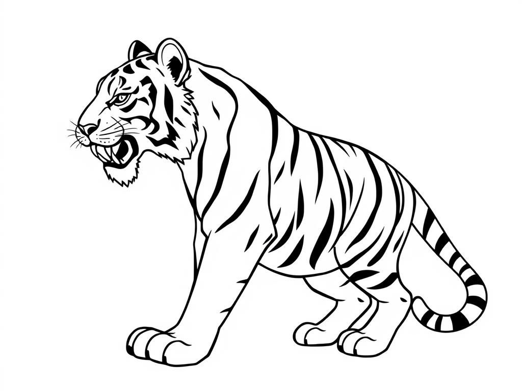 Kleurplaat Tijger - Kleur een wandelende tijger