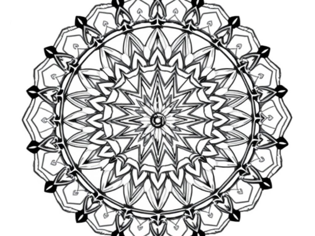 Black-and-White Mandala Coloring Page