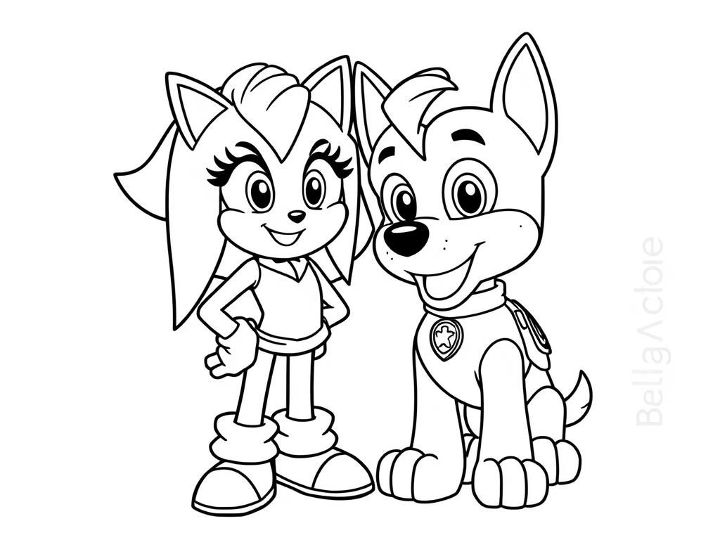 Tails and Marshall Friends Coloring Page