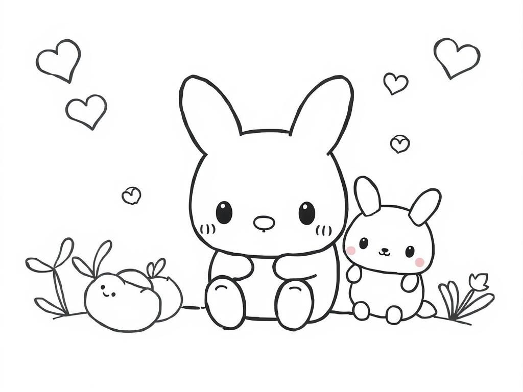 Cute Bunny Coloring Page