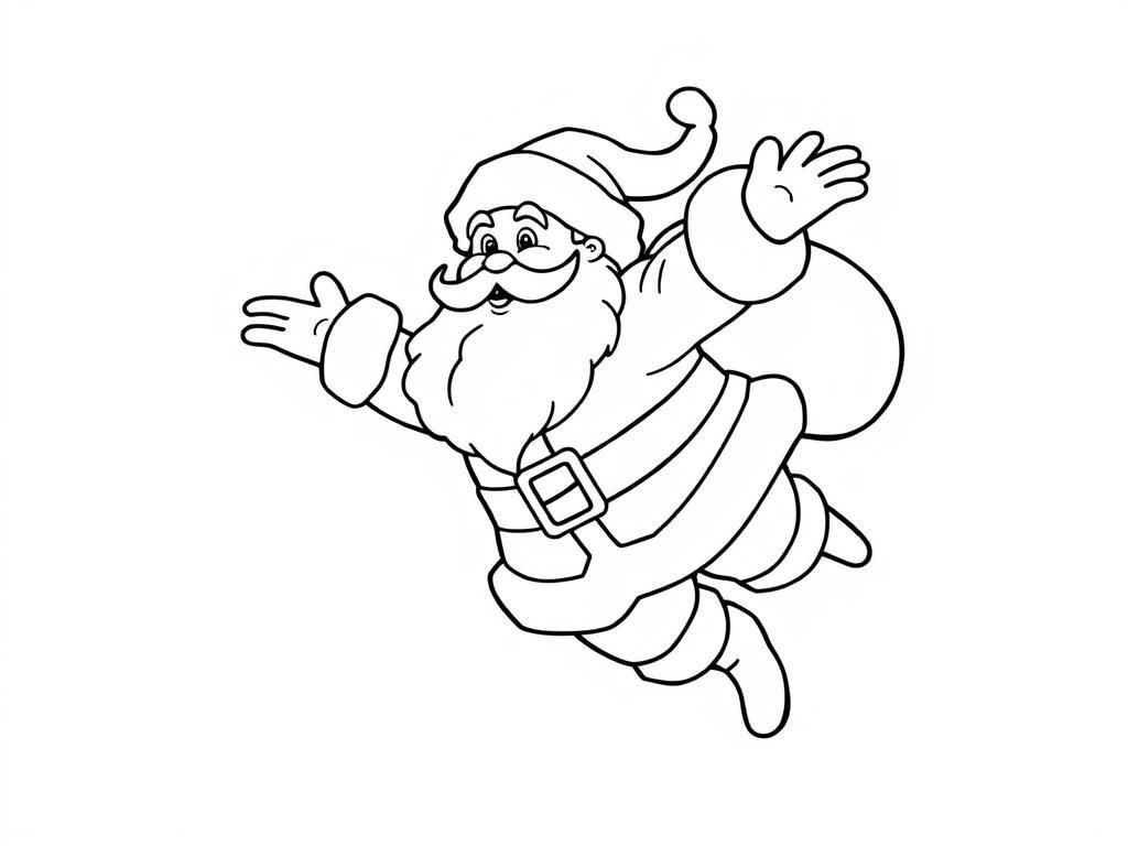 Santa Claus Jumping Coloring Page
