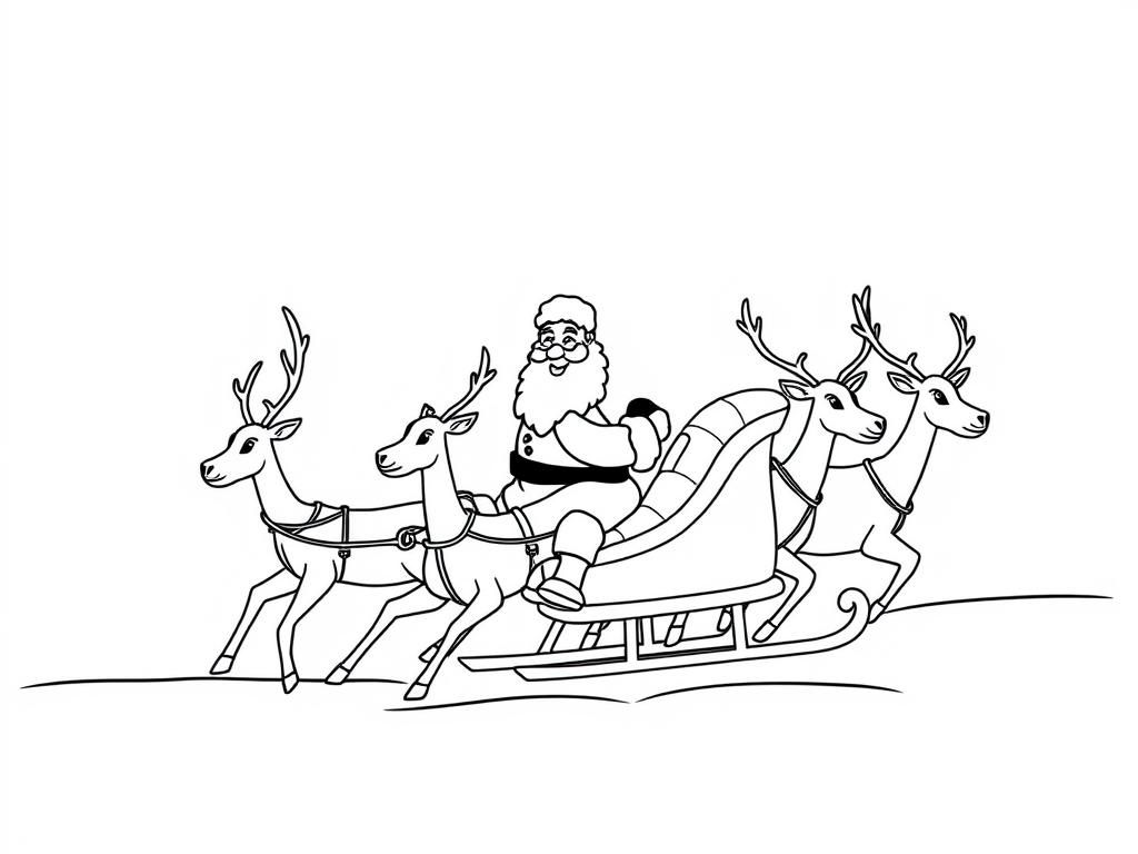 Preview of Santa Claus on his sleigh pulled by four raindeer