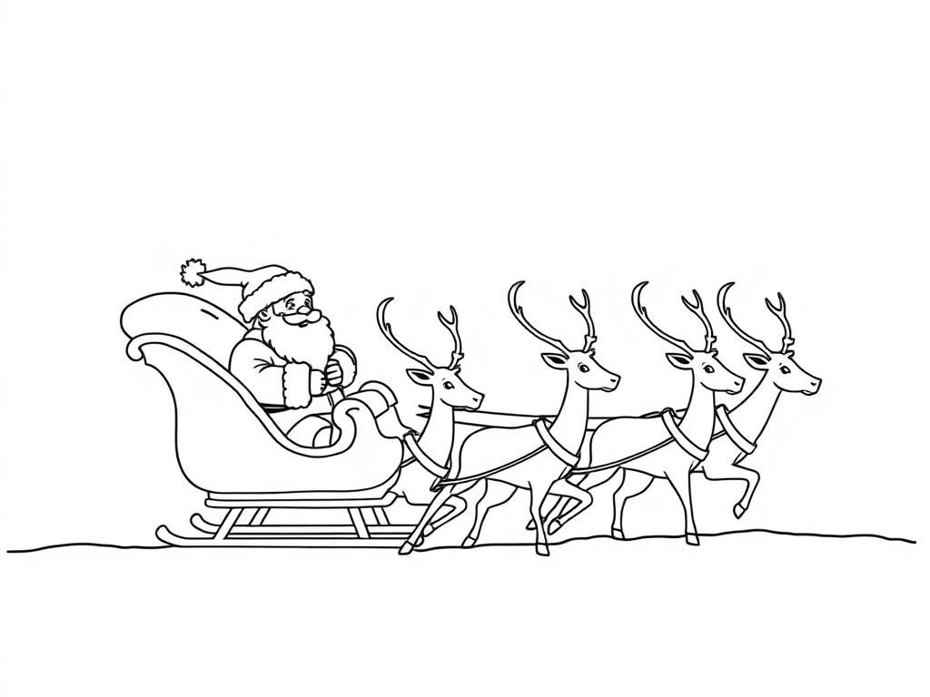 Preview of Santa Claus on his sleigh pulled by four raindeer