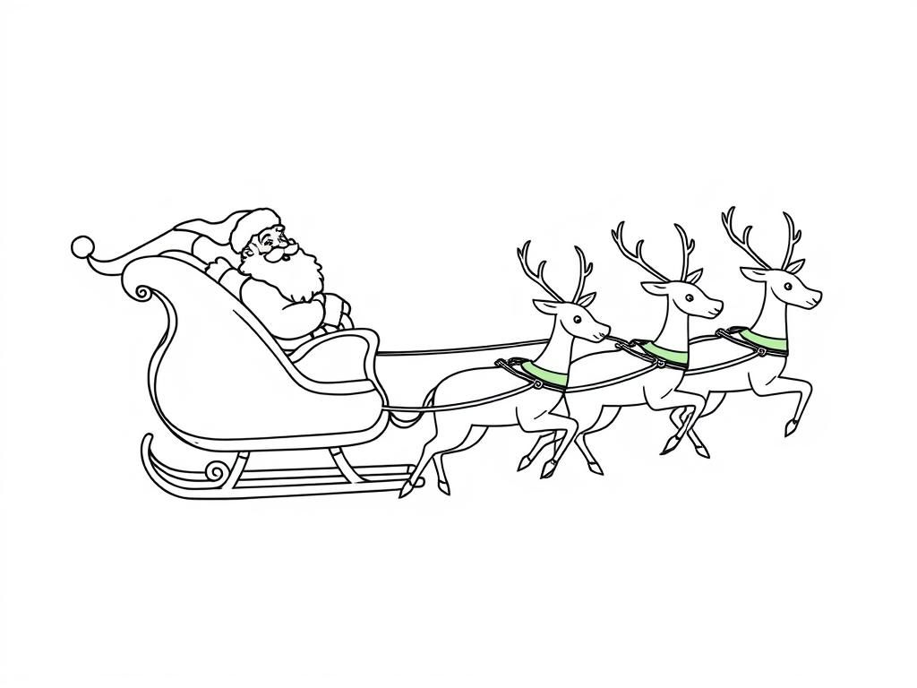 Preview of Santa Claus on his sleigh pulled by four reindeer