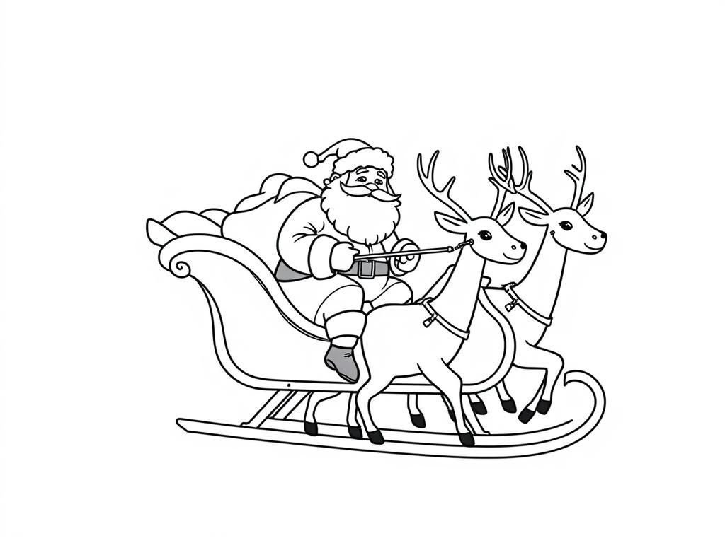 Preview of Santa Claus on his sleigh with four raindeer