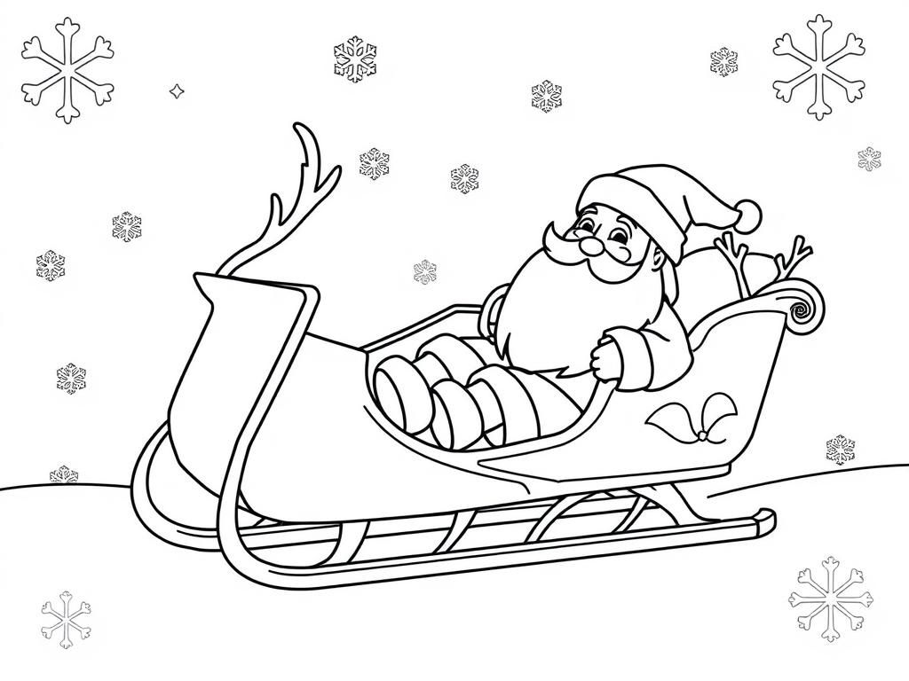 Santa Claus in Sleigh Coloring Page