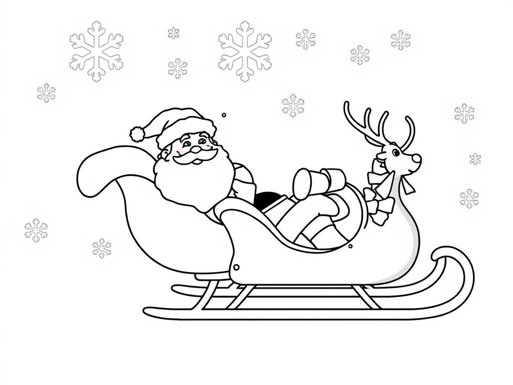 Santa Claus Sleigh Ride Coloring Page