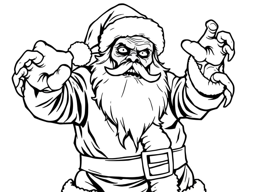 Kleurplaat van de boze kerstman