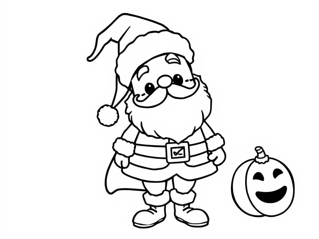 Santa Claus and Jack-o-lantern Coloring Page - Fun Holiday Activity