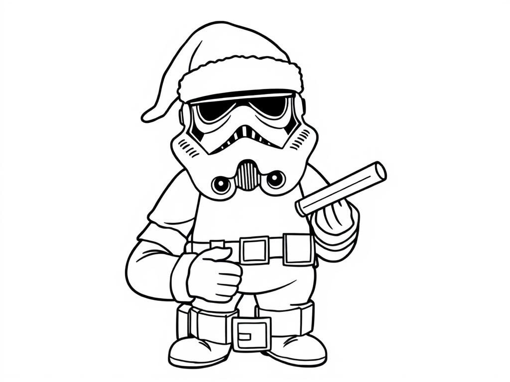 santa dressed as a storm trooper - Free Printable Coloring Page