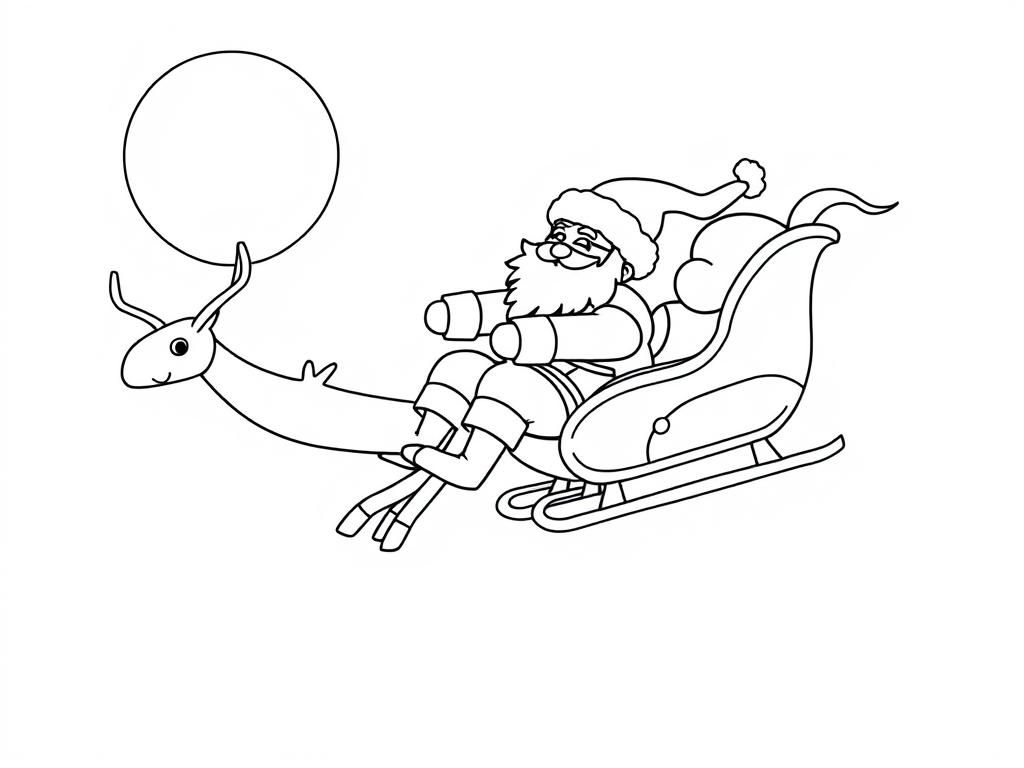 Preview of Santa flying with his sled and reindeers