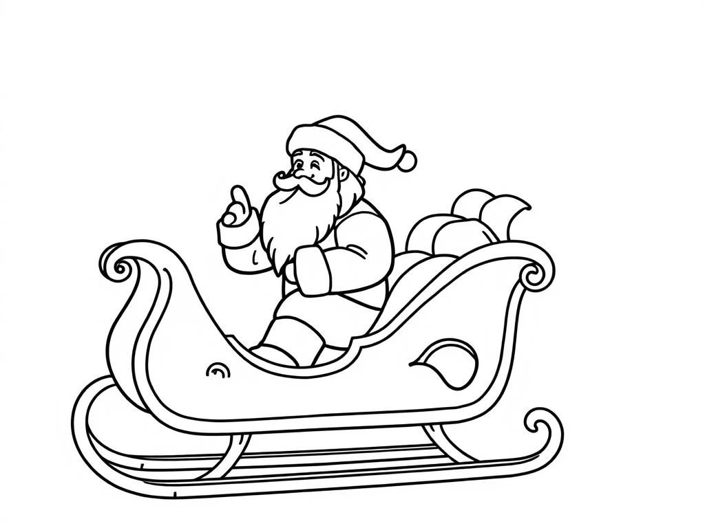 Santa Claus in Sleigh Coloring Page