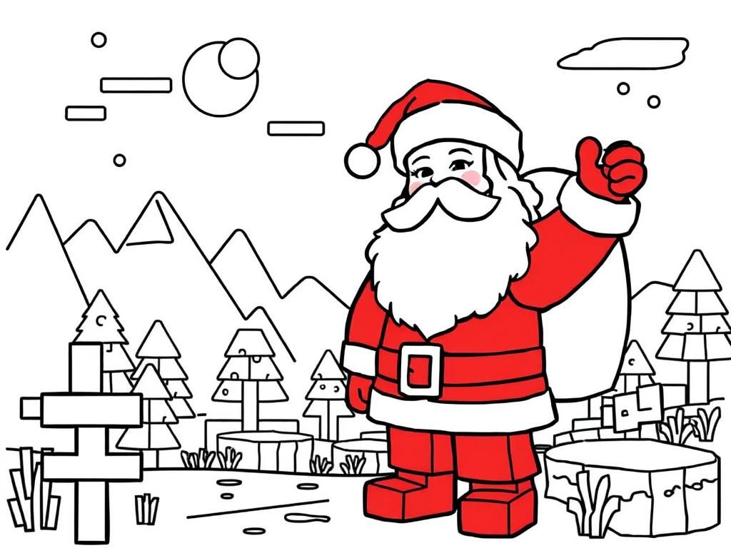 santa in minecraft landscape