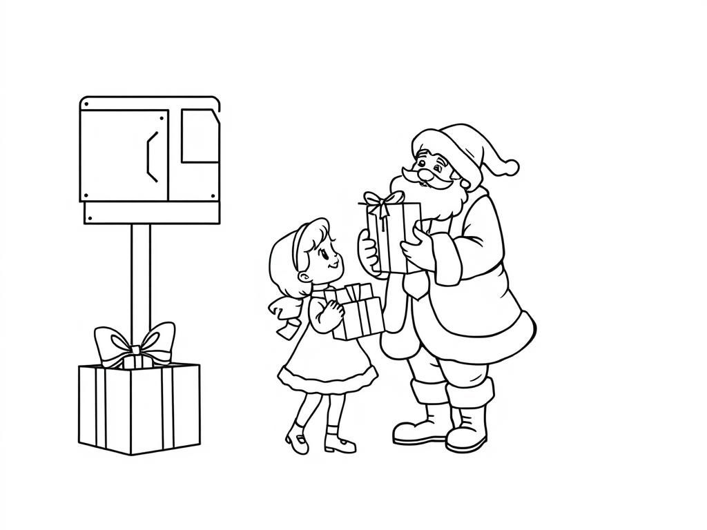 Santa Giving Gift Coloring Page