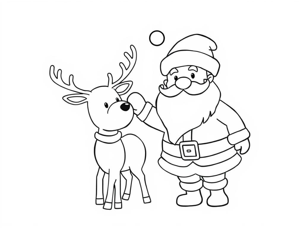 Kerstkleurplaat van de Kerstman en rendieren