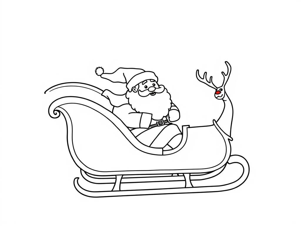 Santa Claus Sleigh Ride Coloring Page