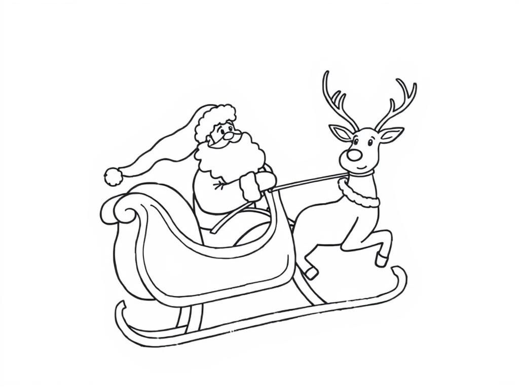 Santa Claus Sleigh Ride Coloring Page