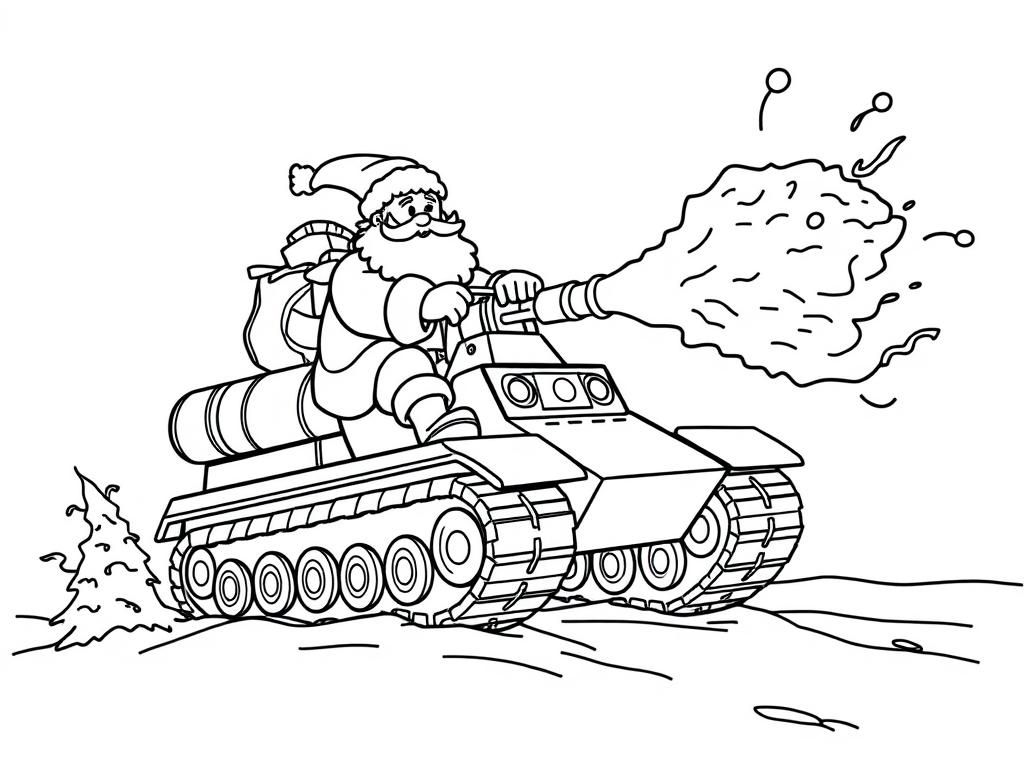 Santa Claus Tank Coloring Page