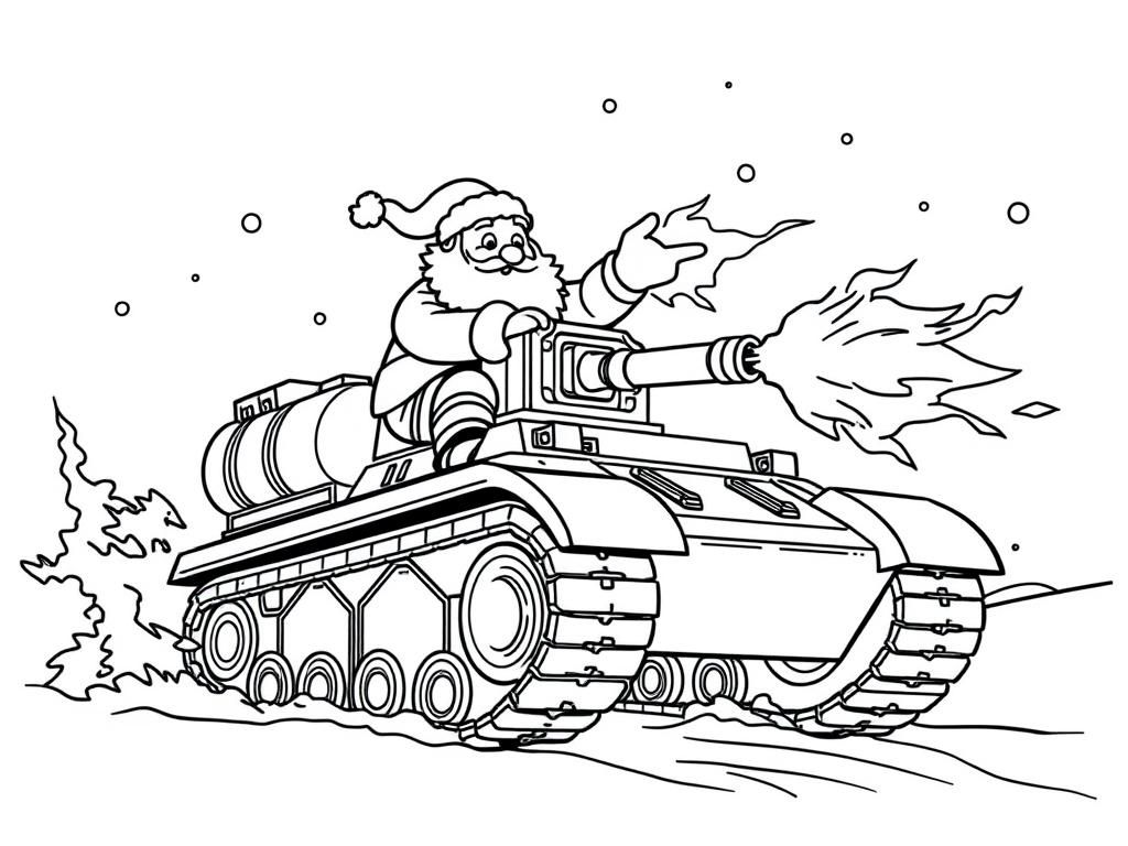 Santa Claus Tank Coloring Page