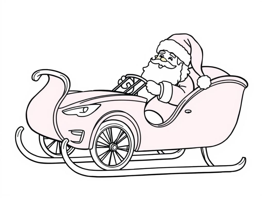 Preview of santa sleigh made from a tesla with santa sitting inside