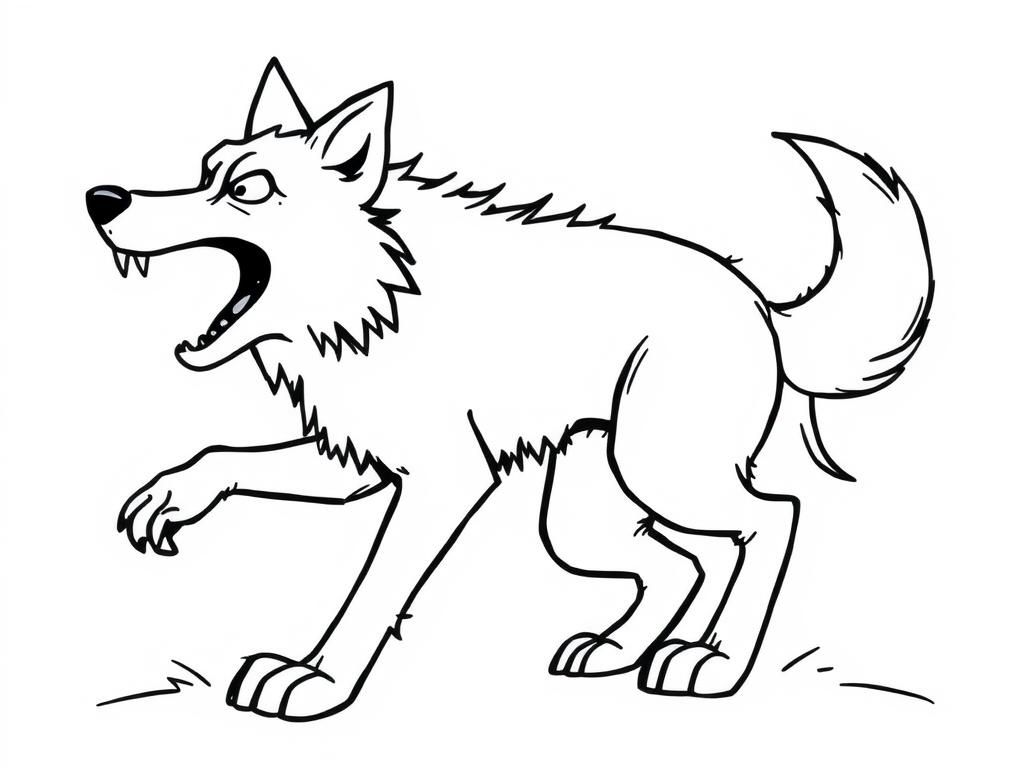 Scared anthropromorphic wolf