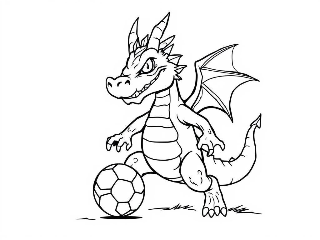 Dragon Soccer Player Coloring Page