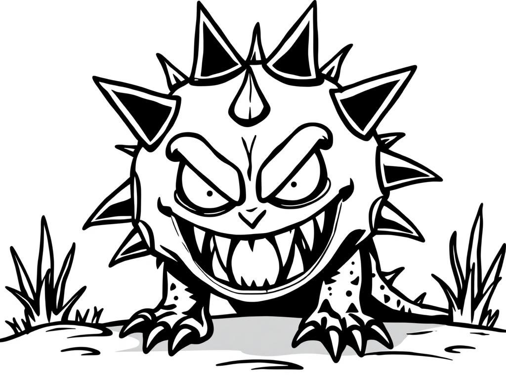 scary,spiky,big - Free Printable Coloring Page