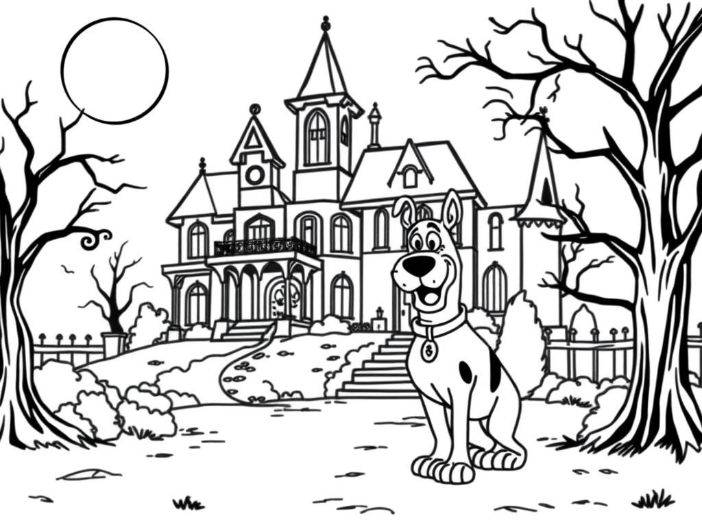 Spooky Haunted House Coloring Page