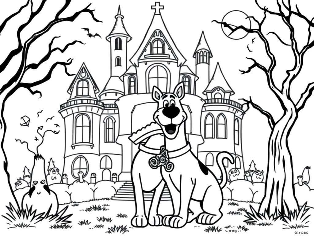Scooby-Doo Haunted House Coloring Page