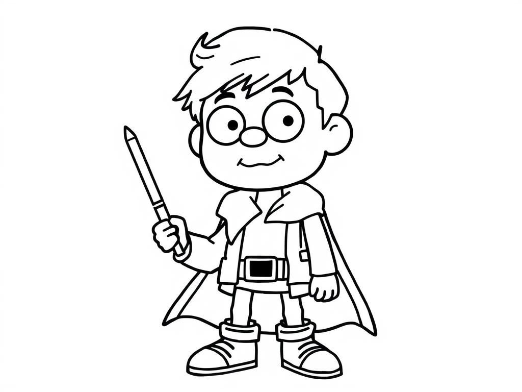 Magical Wizard Boy Coloring Page