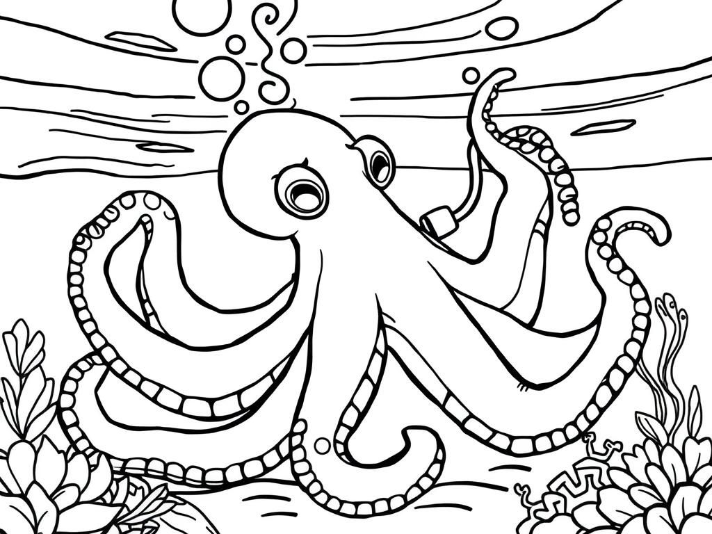 Underwater Octopus Coloring Page