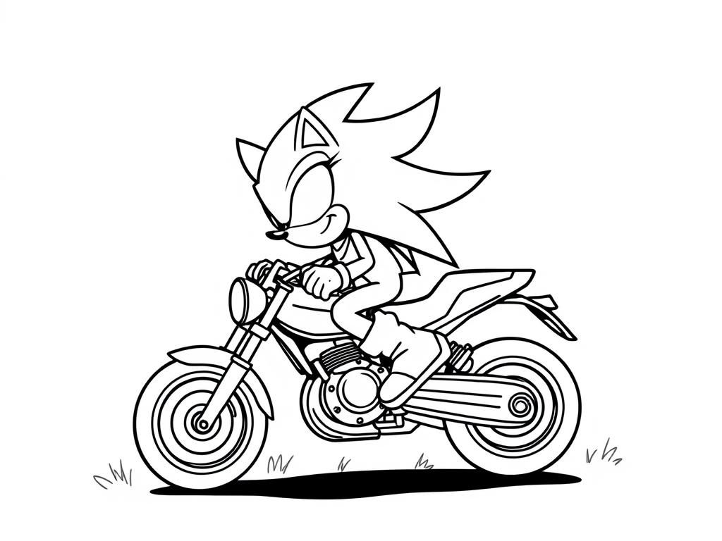 Sonic on Motorcycle Coloring Page